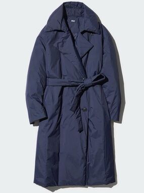 Uniqlo navy trench down puffer
